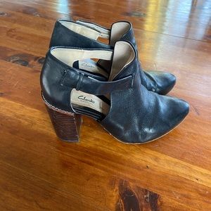 Clark’s Narrative Black Leather Booties